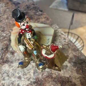 Ronald Lee signed Clown and Dog Figurine